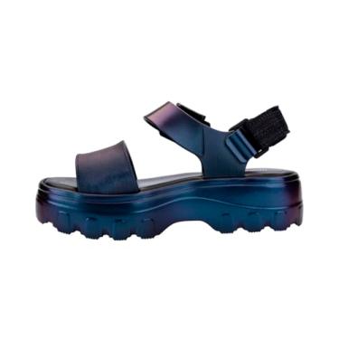 Imagem de Melissa Sandália feminina Kick Off Platform – Sandália plataforma vegana grossa super macia e flexível com alças ajustáveis e design de bico aberto, Camaleão azul, 40