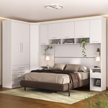 Imagem de Quarto 8 Portas 6 Gavetas Cab Qn Alpes Master Luciane Móveis Branco Pf-branco Pf
