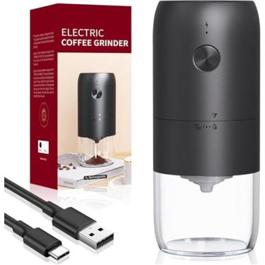 Imagem de Moedor de Café Elétrico, Moedor de Cafe Portátil, Moedor Automático de Grãos de Café com Várias Configurações de Moagem Para Cafeteira Francesa de Café Expresso, Carregamento USB tipo C (Preto)