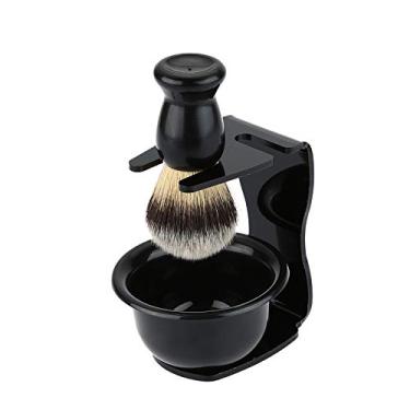 Imagem de Kit de Escova Barbear 3 em 1 com Suporte para Bacia Sabonete e Cabelo Bristle - Ferramenta Limpeza Materiais Design Moderno Cuidado Diário da Barba