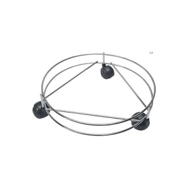 Imagem de Suporte para Botijão de Gás com Rodinhas, Aço Inox e Plástico Resistente, Preto, 34cm Diâmetro x 10cm Altura, Universal