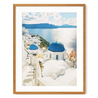 Imagem de Porta-retrato de 56 x 71 cm com tapete para 45 x 61 cm - Moldura de pôster de madeira maciça teca com vidro temperado, moldura minimalista de madeira 56 cm x 71 cm, quebra-cabeça com ganchos para