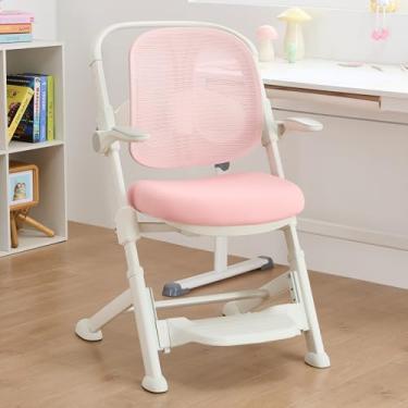Imagem de ERIYA Cadeira de mesa infantil, cadeira ergonômica: encosto de malha respirável, assento ajustável, apoios de braço flip-up, apoio para os pés, lombar | ideal para crianças, adultos pequenos