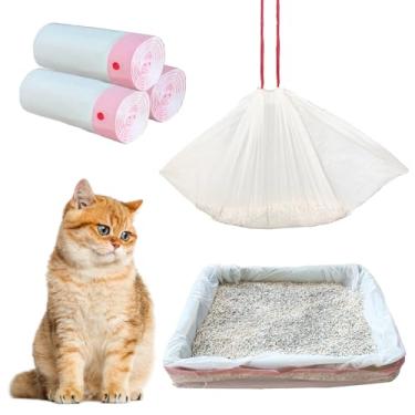 Imagem de 30 sacos de areia para gatos 94 x 45 cm, sacos de areia para gatos com cordão, sacos de areia rosa para bandeja de areia para animais de estimação