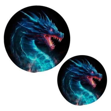 Imagem de Wassud Conjunto de tripé de dragão feroz para pratos quentes, suportes redondos de algodão, almofadas quentes, porta-copos elegantes, decoração de cozinha e acessórios, 2 peças