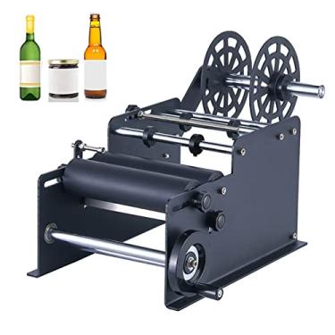 Imagem de DTEYSD Etiquetadora redonda manual com tamanho ajustável, aplicador de etiquetas redondas de 15 a 120 mm de diâmetro, máquina de embalagem para latas, plástico, vidro preto