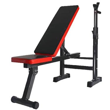 Imagem de LMJYU Barras de puxar para cama dobrável para halterofilismo rack de agachamento masculino fitness haltere rack de banco prateleira multifuncional casa interior ginásio suporte ajustável rack de