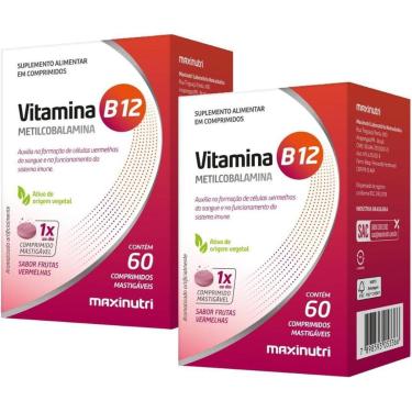Imagem de Kit 2 Vitamina B12 Metilcobalamina 60 Capsulas Mastigaveis Maxinutri-Unissex