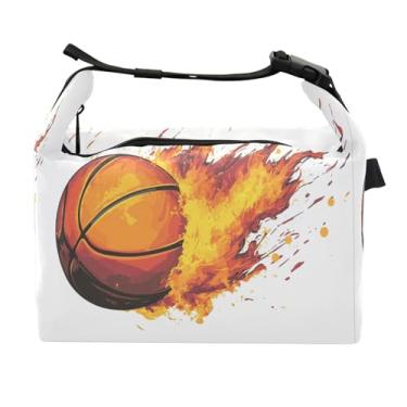 Imagem de STAYTOP Lancheira Flame Basketball com fivela de alça, lancheira isolada para meninos e meninas, lancheira térmica para trabalho escolar