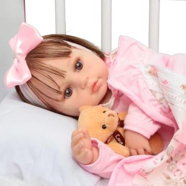 Imagem de Bebê Reborn Menina Realista Cabelo Fio a Fio Corpo Silicone