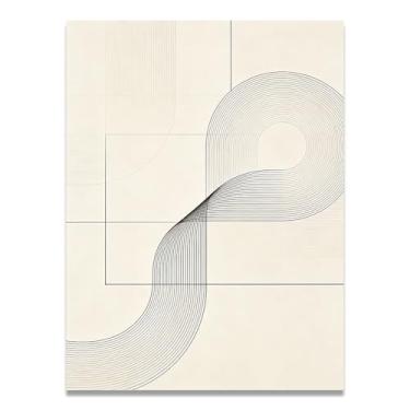 Imagem de LKXGRRSFG Arte em tela minimalista de formas sem limites: Serenidade tons neutros grande área em branco para decoração de espaço calmo 11,20 x 45 cm sem moldura