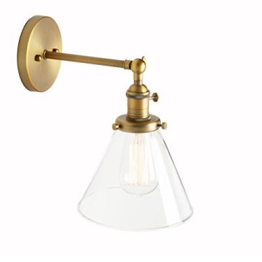 Imagem de Luminária de parede LED, estilo loft vintage, para bar, cozinha, ilha ou corredor, com cúpula de vidro transparente em formato de cone de 7,1" (antigo)