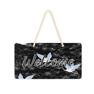 Imagem de Burbuja Placa de boas-vindas elegante para porta da frente, placa de boas-vindas de PVC para pendurar na parede varanda casa de fazenda, decoração de feriados, 15 x 28 cm