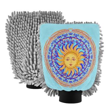 Imagem de STAYTOP Luvas Sun para lavagem de carro, 2 peças, luvas de microfibra de chenille, sem arranhões, panos de esponja de lavagem ultra absorventes para carros, limpeza doméstica - M