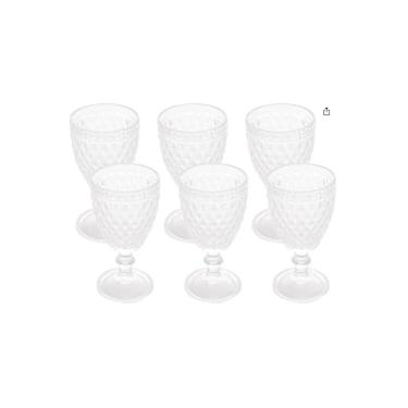 Imagem de Conjunto de 6 Taças de Vidro Bico de Abacaxi, 325ml, Transparente, Estilo Retrô com Relevo, 16,5cm Altura