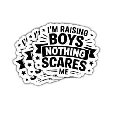 Imagem de 3 peças I'm Raising Boys Nothing Scares Me Adesivo Funny Mom Life Gift for Boy Mom I'm Raising Boys Nothing Scares Me Adesivos Tough Moms Car Mother of Son Decalque para laptop, notebook, caixa de
