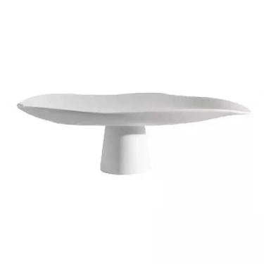 Imagem de Fruteira Fruteira assimétrica com pedestal, estilo minimalista e moderno, ideal para servir aperitivos e decorar a mesa da sala de estar. Decoração de mesa(Branco,Pequeno)