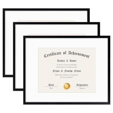 Imagem de Golden State Art, Moldura de diploma de 28 x 35 cm com tapete - Display 20 x 25 cm para parede - Preto, pacote com 3