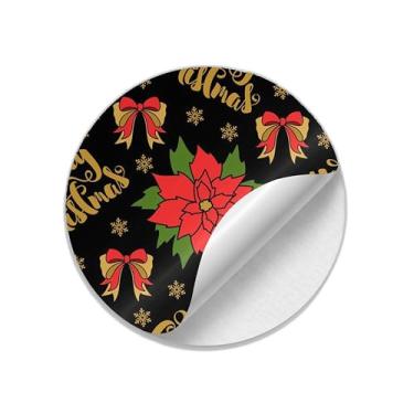 Imagem de Adesivos Redondos Natalinos 25 Unidades para Presentes e Decoração - Tamanho 30x30cm