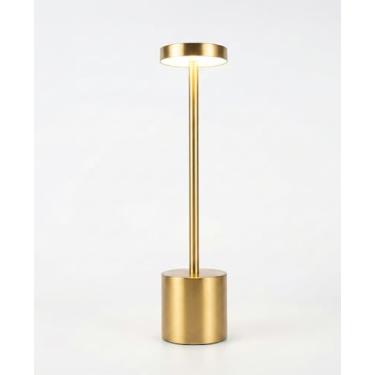 Imagem de Luminária de Mesa Sem Fio LED 3 Tons - Abajur Recarregável USB-C Touch Preto, Dourado (Ouro)