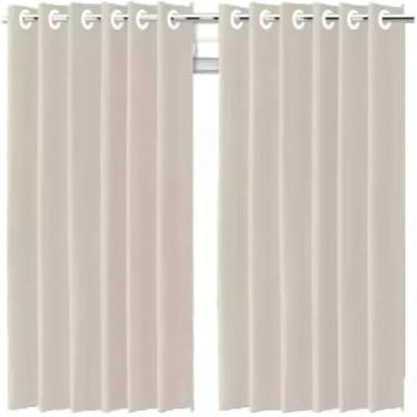 Imagem de Cortina para bloquear a luz solar, Bege com ilhos, 280x140cm, elegante.