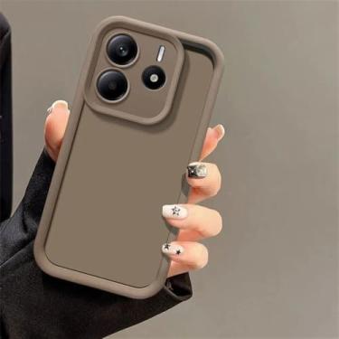 Imagem de Capa traseira fosca para Xiaomi Redmi Note 14 4G e Redmi Note 14 5G, com película protetora para lente da câmera, em silicone marrom.