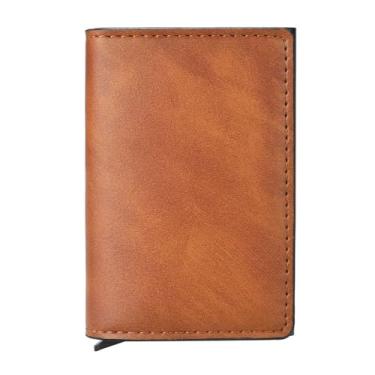 Imagem de Carteira para cartão RFID, porta-cartão de vacina, porta-cartões de crédito fino, porta-cartões e organizadores de dinheiro, castanho 2