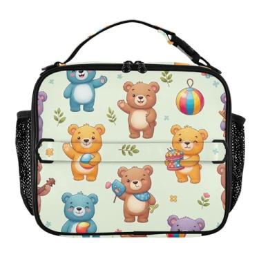 Imagem de Joisal Lancheira fofa de ursos marrons bege para mulheres, meninas, lancheira masculina e infantil, lancheira para trabalho, bolsa térmica para meninos