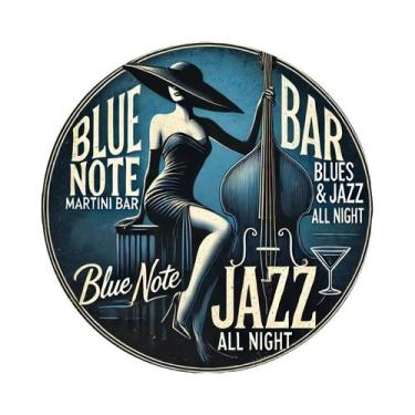 Imagem de Placa Decorativa Vintage De Alumínio Blue Note Jazz Martini Bar Para Q