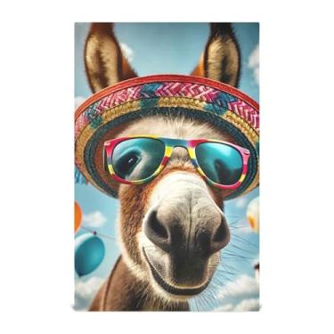 Imagem de Joisal Toalhas de mão de chá fofas toalhas de prato engraçadas burro fofo para cozinha panos de prato decorativos panos absorventes de secagem rápida 45 x 71 cm, 1 pacote