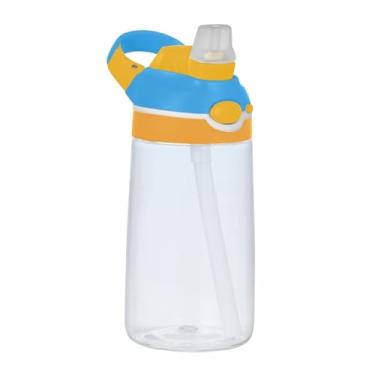 Imagem de Garrafa de água infantil gradiente azul branco 473 ml Tritan garrafa de água de plástico reutilizável com tampa de canudo 473 ml copos de viagem portáteis à prova de vazamento, alça de transporte