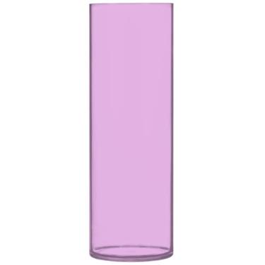 Imagem de Vaso de flor grande magenta lavanda médio vaso cilíndrico de plástico para flores decorações decorativas de outono para casa, 30 cm x 9,9 cm