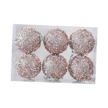 Imagem de Sclmgo Conjunto de 6 Bolas de Natal para Pendurar Na árvore, 8 Cm (3,15 Polegadas), Um Presente Atencioso para Noivados E Noivados, Lantejoulas Champanhe, Tamanho real
