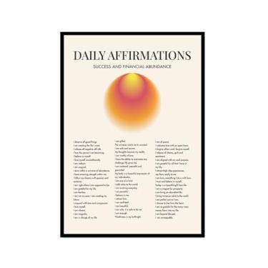 Imagem de Impressão de pôster de arte de parede com citações diárias de afirmação positiva gradiente aura pintura estética impressões sala de estar decoração de casa (SKU8,20,3x30,5 cm = (20 x 30 cm), moldura