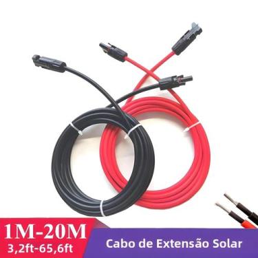 Imagem de Cabo De Extensão Solar 12 10AWG 4 6mm² Vermelho E Preto Com Conectores