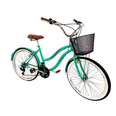 Imagem de Bicicleta Aro 26 Retrô Estilo Vintage Cesta metálica Verde Agua