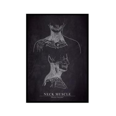 Imagem de Arte de anatomia humana, pintura em tela médica, vintage, esqueleto muscular, educação, pôster, impressão de imagem de parede, decoração de clínica hospitalar (SKU7,8 x 30,5 cm = (20 x 30 cm), moldura