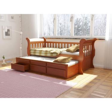 Imagem de Bicama Solteiro Mk 03 Gavetas Móveis Saraiva Castanho Claro