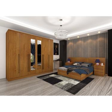 Imagem de Guarda Roupa Casal Com Espelho 6 Portas 8 Gavetas Sevilla Cinamomo