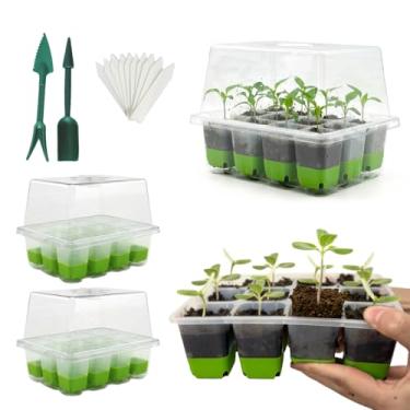 Imagem de ILITING Bandeja inicial de sementes com 36 células, bandejas de silicone para iniciantes, pacote com 3, kit de sementes reutilizáveis, cúpulas de umidade de ventilação