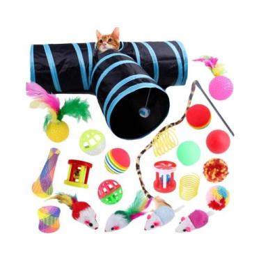 Imagem de Conjunto De Brinquedos Interativos Para Gatos 22 Peças Rato De Sisal B