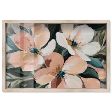 Imagem de Blush Blooms V Shadowbox Print Flower Wall Art por Art Remedy, moldura loira, 40 x 28 cm