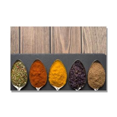 Imagem de NHLDZYH Tela decorativa cozinha, arte vintage especiarias coloridas, arte de parede quadros para sala de estar quarto cozinha. C82. 50 x 75 cm. Apenas tela
