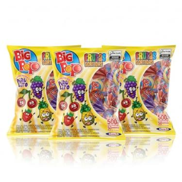 Imagem de Big Pop Pirulito Frutas Sortidas, 500g Kit 03 pacotes