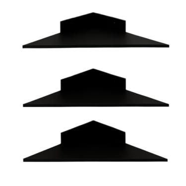 Imagem de Trio de prateleiras canto prataleiras cantoneira em mdf 35 cm X 35 cm para Quartos, Cozinhas e Salas, Maximiza Espaço de Armazenamento, Adaptada ao Estilo Brasileiro(Preto)