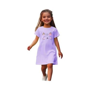 Imagem de Vestido estampado menina com linha gatinho, mistura poliéster confortá