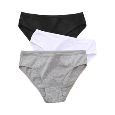 Imagem de Conjunto De 3 Calcinhas De Algodão Femininas Com Design Jacquard, Core