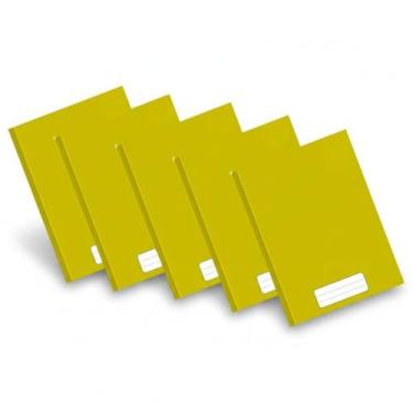 Imagem de Caderno 48 Folhas Escolar Amarelo Brochura Capa Dura Costurado para Uso Diário Kit 5