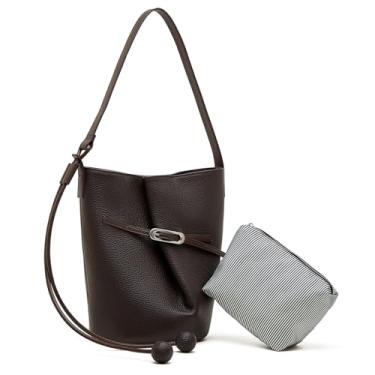 Imagem de MoreFarther Bolsa feminina de couro legítimo, bolsa tiracolo ajustável para trabalho, viagens, uso diário, Marrom chocolate, Tendência