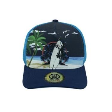 Imagem de Boné Trucker Rhino Size Beach aba curva azul-Unissex